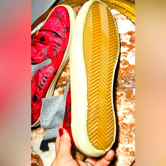 GOLDEN GOOSE DELUXE Red Velvet Pull On Socks Sneakers Size 8 fits 7.5 also - Picture 7 of 13